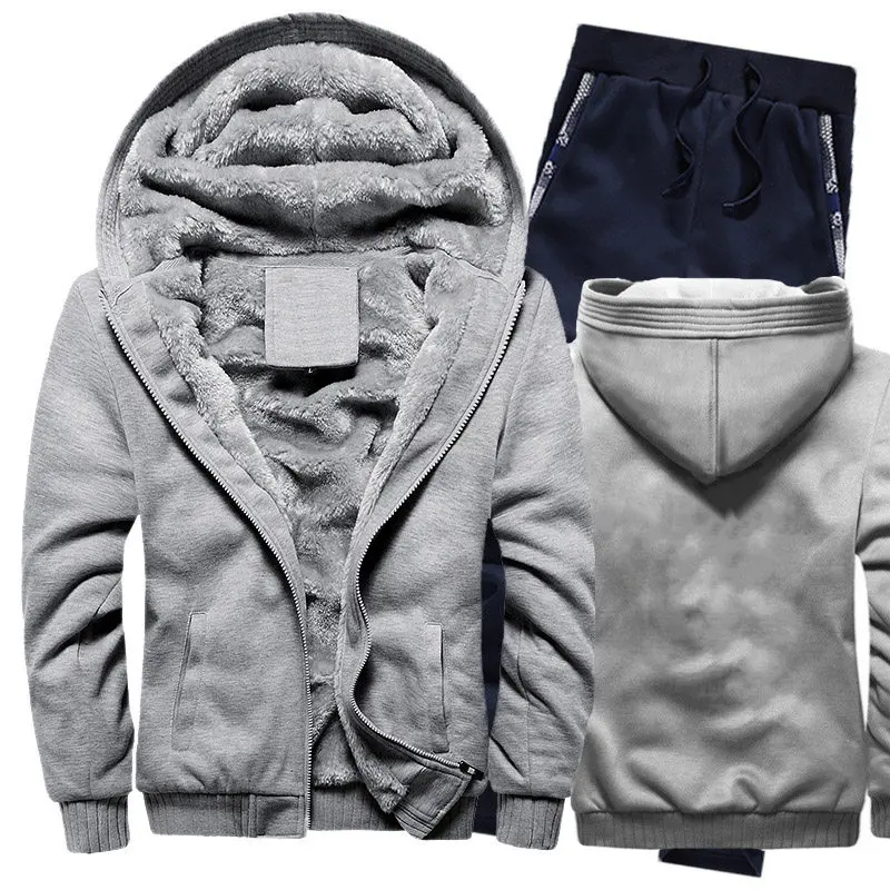 

Winter Hoodies Men Camouflage Raglan Mens Hoodies Suit Thicken Warm Fleece cotton Zipper Tracksuit Mens Jacket+Pants 2Pcs Sets