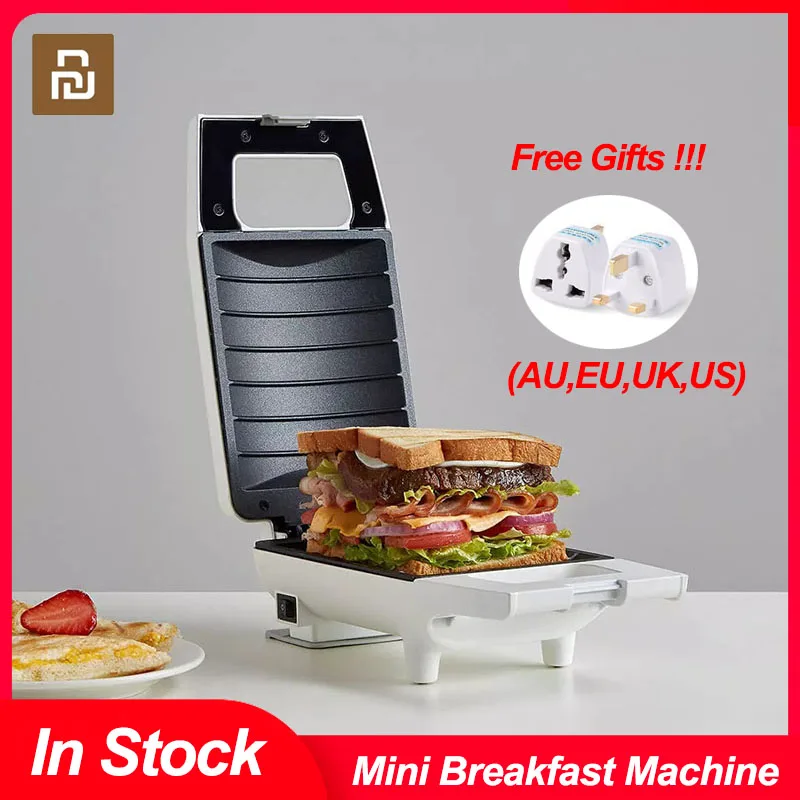 

Youpin Mini Sandwich Machine Multifunction Breakfast Machine Toast Grill Oven Bread Maker Toaster Food Heater With EU AU Adapter
