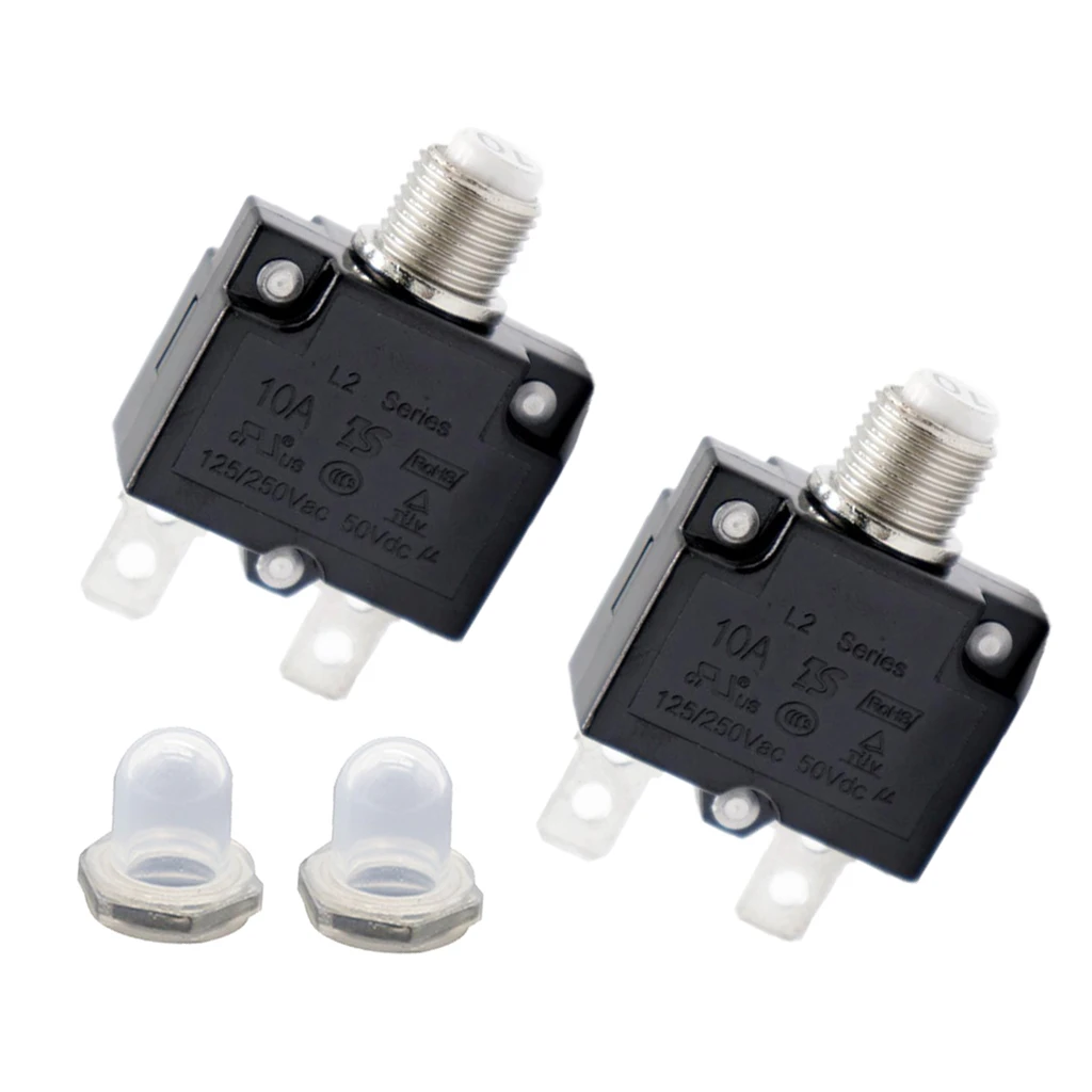 2x Circuit Breaker 10AMP Push Button Resettable Thermal Panel Mount AC 125/250V | Автомобили и мотоциклы