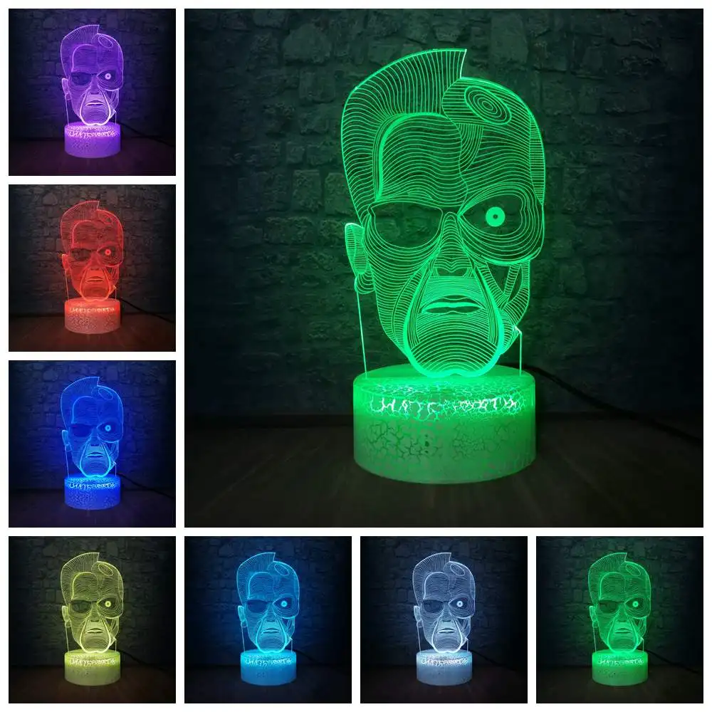 Фильм Терминатор 3D креативный Ночник светильник герои Рисунок 7 цветов меняющий