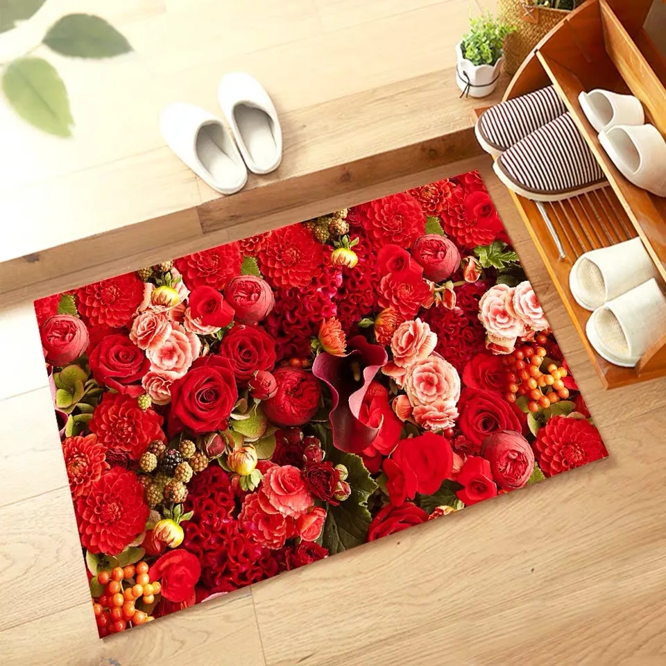 

Blossom rose door mat/rug kitchen/bathroom/bedroom entrance rug water sucking
