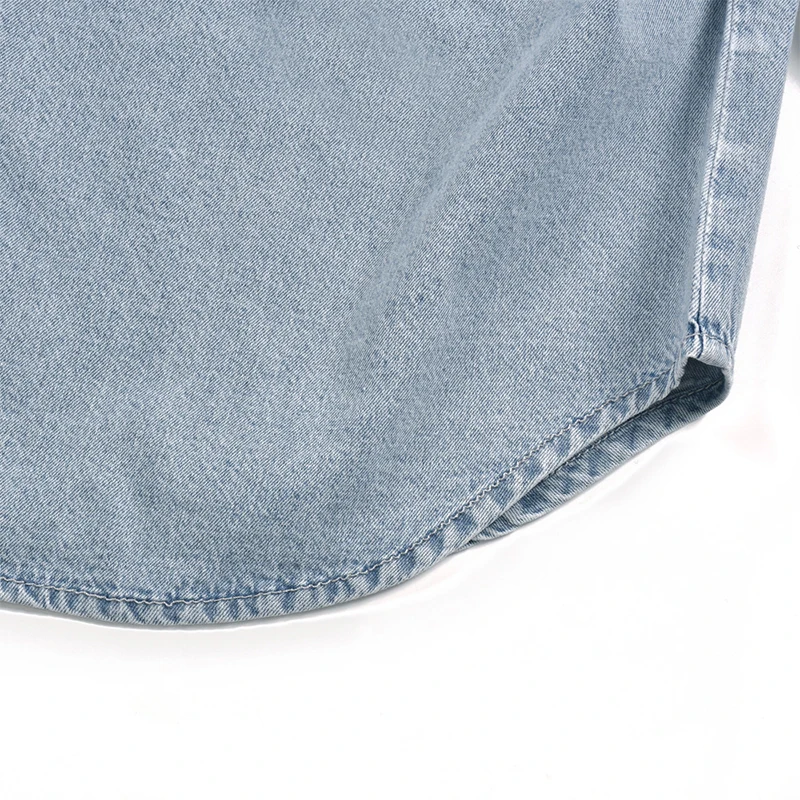 

Women Sexy Off Shoulder Long Sleeve Denim Blouses 2021 Spring New Loose Pocket Button Female Casual Blue Streetwear Denim Tops