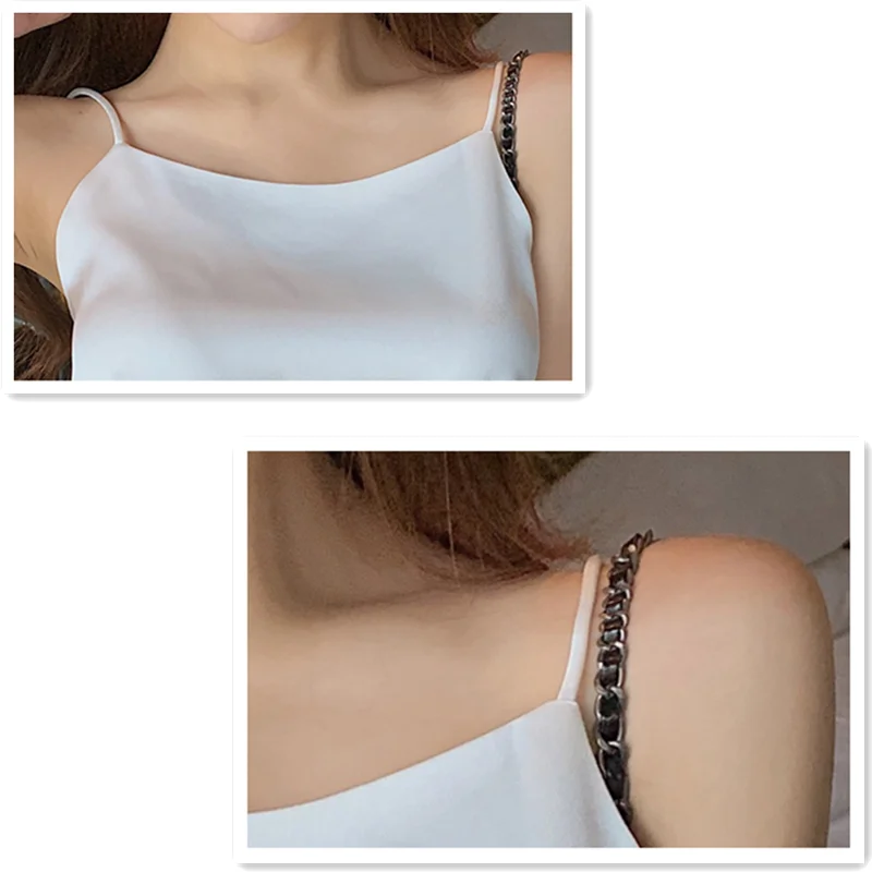

2021 Summer Women Silk Satin Tank Top Vest White Tops Sleeveless Short Crop Tops Women Clothing Can Be Outside Wear