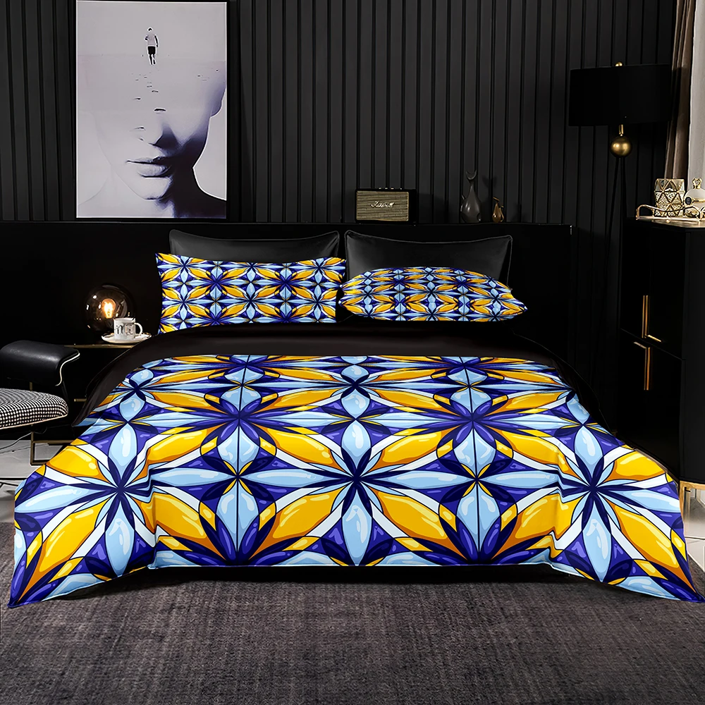 Комплект постельного белья в современном стиле с абстрактным рисунком листьев