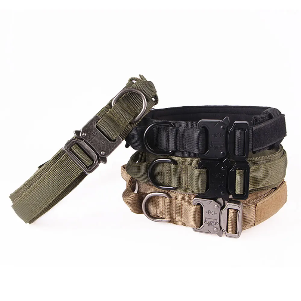

Pet Collar Adjustable Military Tactical Dog Collars Leash Control Handle Training Pet Cat Dog Collar For Small Medium Large Dogs