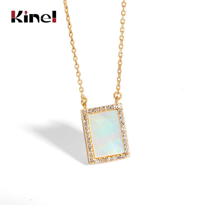 Женское квадратное ожерелье Kinel из стерлингового серебра 925 пробы с сердечком