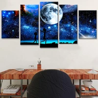 5 piece canvas wall arts hd print funny cartoon starry sky moon poster living room beautiful night landscape picture for kids