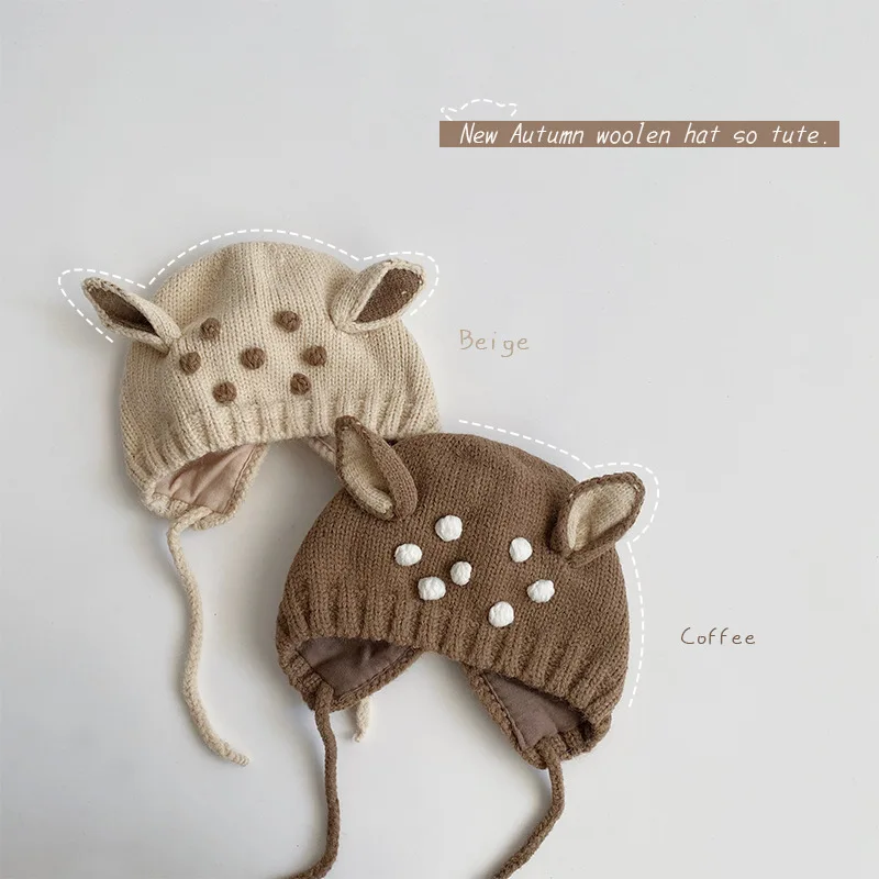 

Children's hats Fawn and fleece baby ear caps baby woolen caps
