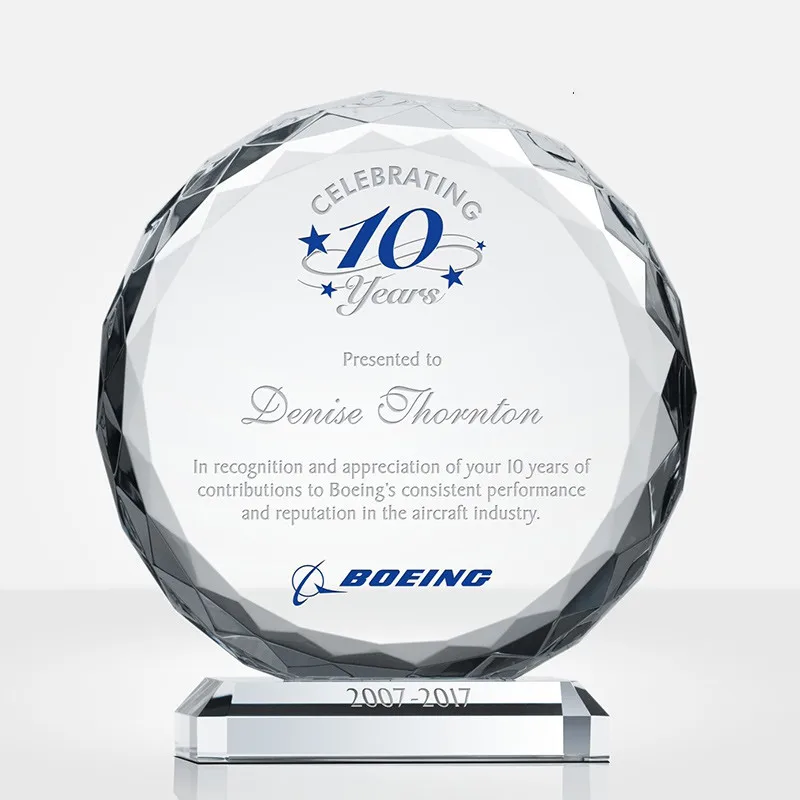 Круглая стеклянная награда K9 Crystal трофей с гравировкой логотипом или надписью