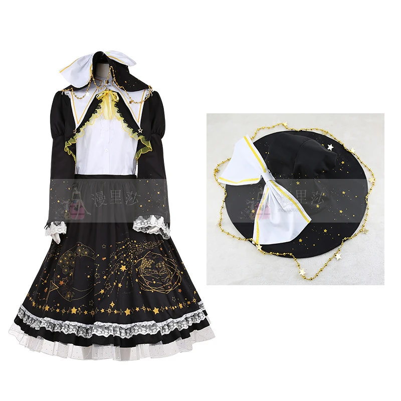 Костюм для косплея из аниме Проект Touhou Kirisame Marisa платье с принтом звезд и Луны Kirara