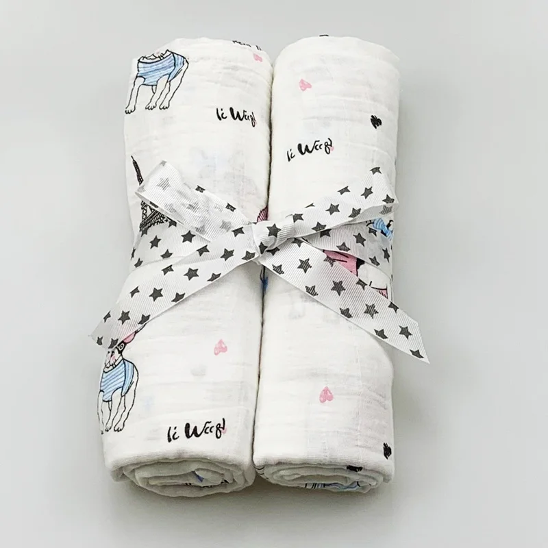 2pcs/set Newborn Baby Blanket Cotton Blanket Cartoon Pattern Multi-use Infant Stroller Cover Towel Baby Muslin Swaddle Wrap - Цвет: 22