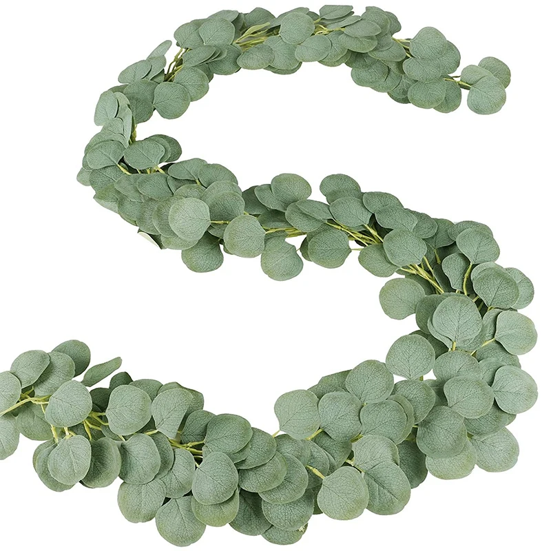 

6Pcs 35.4Ft Artificial Eucalyptus Garland Faux Silk Silver Dollar Eucalyptus Greenery Leaves Vines for Wedding Home