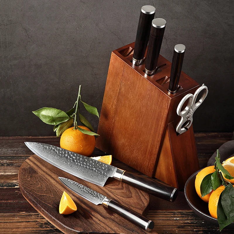 Фото Набор кухонных столовых приборов HEZHEN с держателем кухонного ножа дамасская