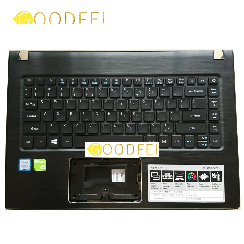 

Used Original for Acer Aspire E5-475G E5-475 E5-475G-53Y1 E5-475G-56TP TX40 TMTX40 Palmrest Upper Cover US Keyboard