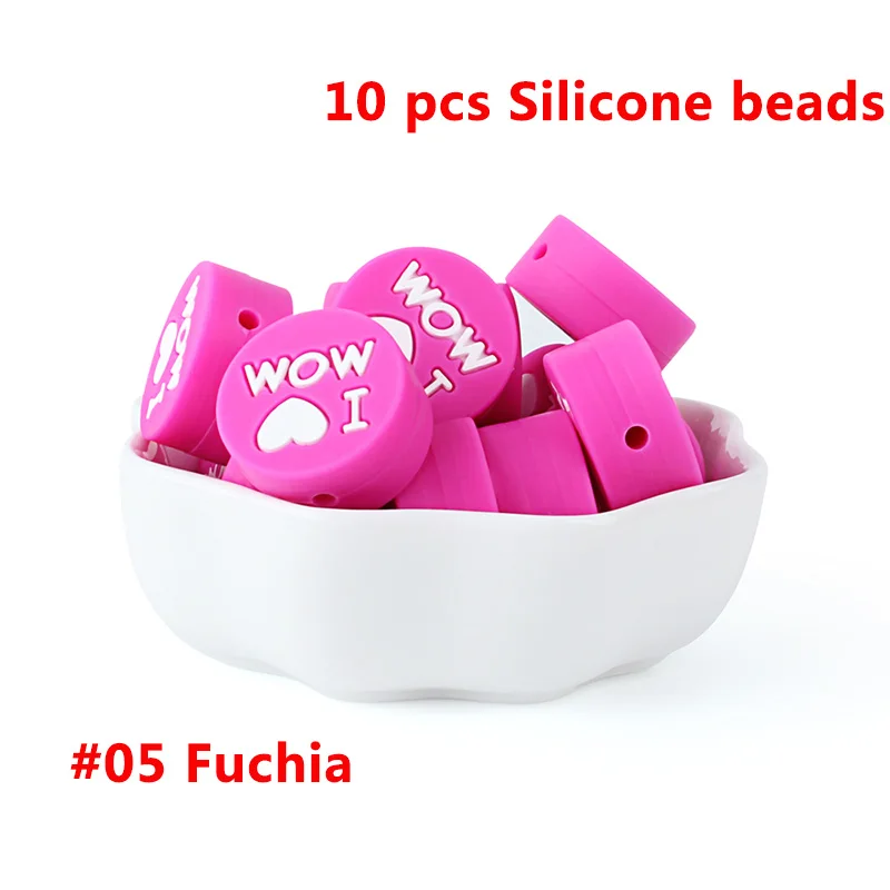 05-10pcs Keep& Grow 10 шт. круглые силиконовые бусы I love Mom Dad грызунок ожерелье бусы DIY Perle Slicone Dentition Kralen игрушки - Цвет: 05-10pcs