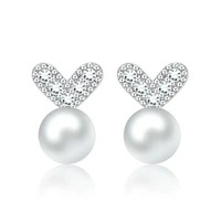 popular womens stud earrings pearl cute xmas gift jewellery crystal heart