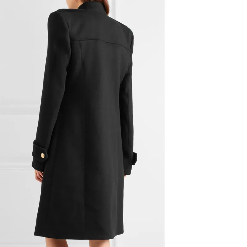 Manteau femme 2019 Осень Зима Женское модное простое черное шерстяное пальто Женская