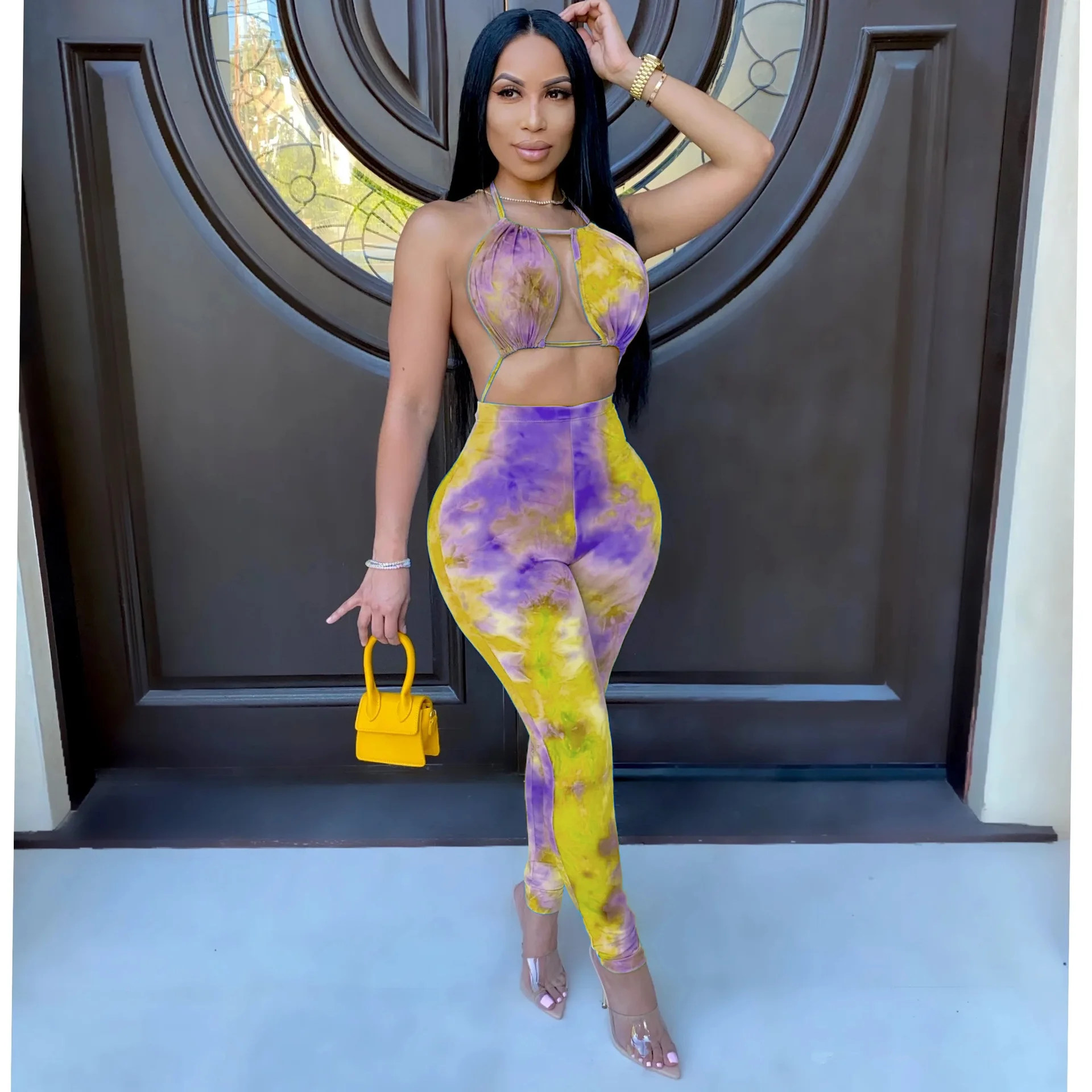 

Zoctuo Jumpsuits For Women Casual Backless Jumpsuits Spaghetti Skinny Tie Dye High Waist Ladies Outdoor Wear Rompers 2021 New