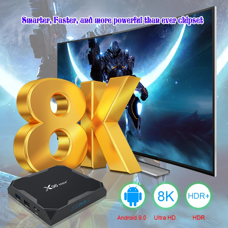 ТВ-приставка X96 Max Plus Android 9 0 Amlogic S905X3 8K Ultra HD Smart Media Player Google Playstore YouTube Netflix Setup Tv Box |