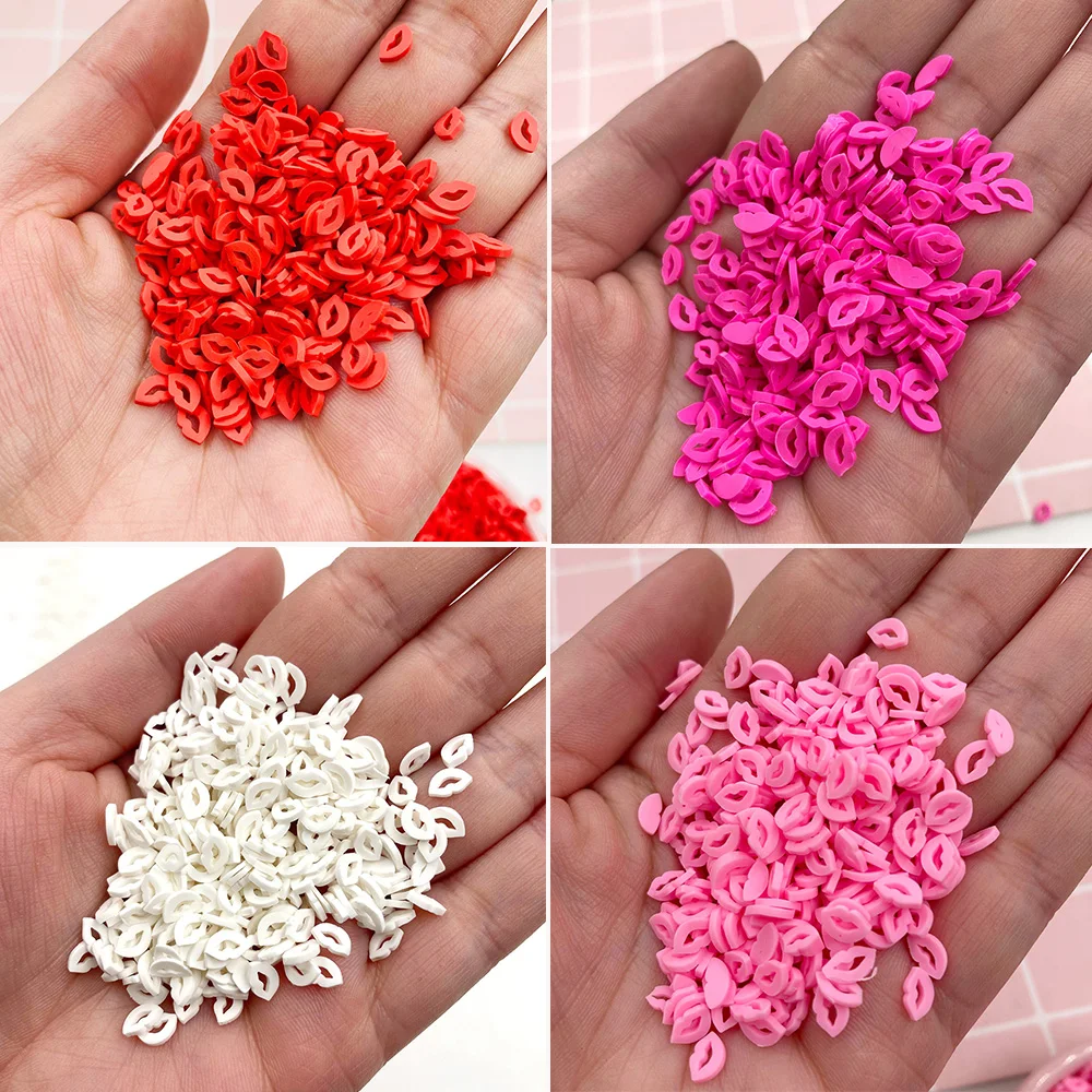 

50g Lips Shap Polymer Clay Slice Sprinkles for Crafts Making Scrapbook Nail Art Decoration Plastic klei Tiny Cute Mud Particles