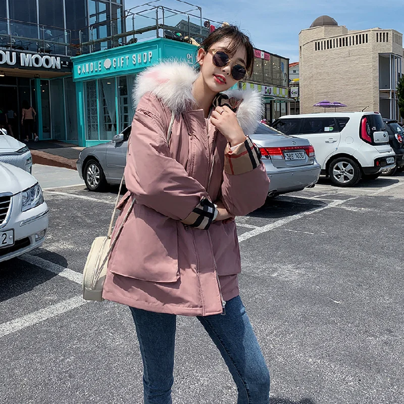 Женское зимнее пальто с капюшоном разноцветное Теплое повседневное уличное