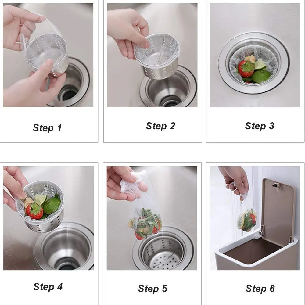 100 шт фильтр для раковины одноразовые мешки мусора сетчатые аксессуары кухонной