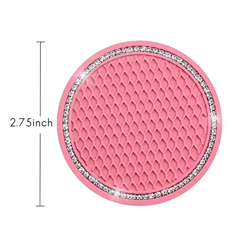 

2Pcs Pink Bling Car Cup Holders Rhinestone Car Anti Slip Insert Cup Mat Drink Coasters Crystal Vehicle Accessories
