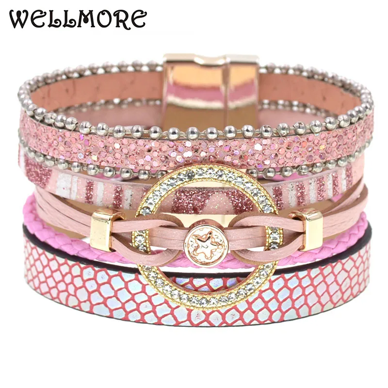 

Charm Leather Bracelets For Women Trendy Boho bracelet Multilayer Wrap Bracelet women Female Jewelry