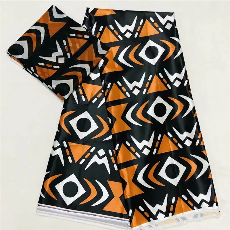 

Атласная шелковая ткань с Африканским восковым узором, 6 ярдов для платья, ткань с восковым принтом, материал для шитья! XMF88253