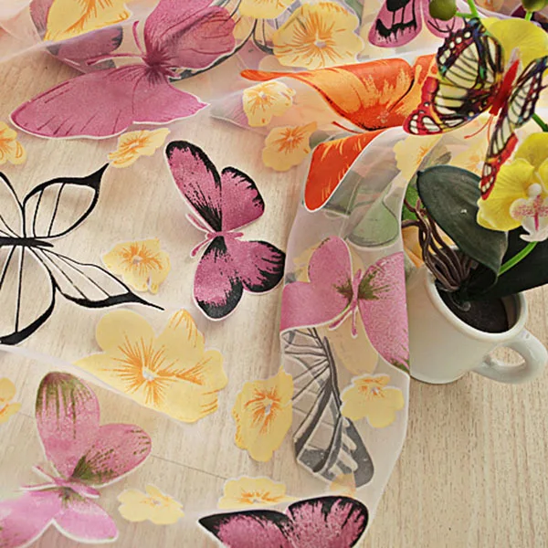 

Colorful Curtain For Living Room Bedroom Decor Butterfly Printed Tulle Transparent Valances Window Curtain Decoration 95x200CM