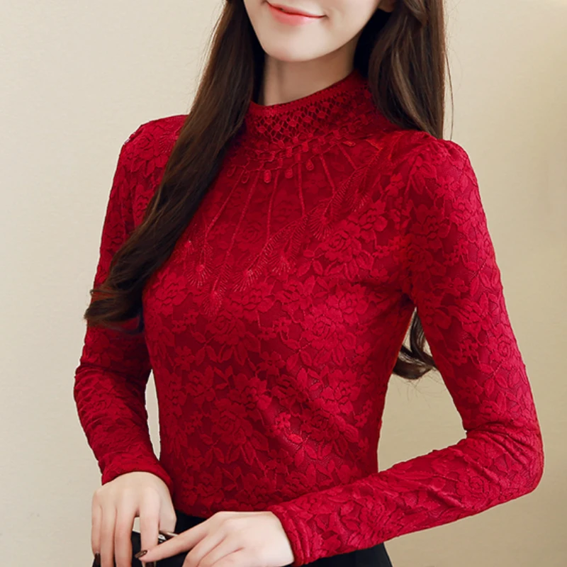 

Fashion Woman Blouses 2021 Autumn Lace Blouse Women Shirts Long Sleeve Plus Size Women Tops Blusas Womens Tops And Blouses C165