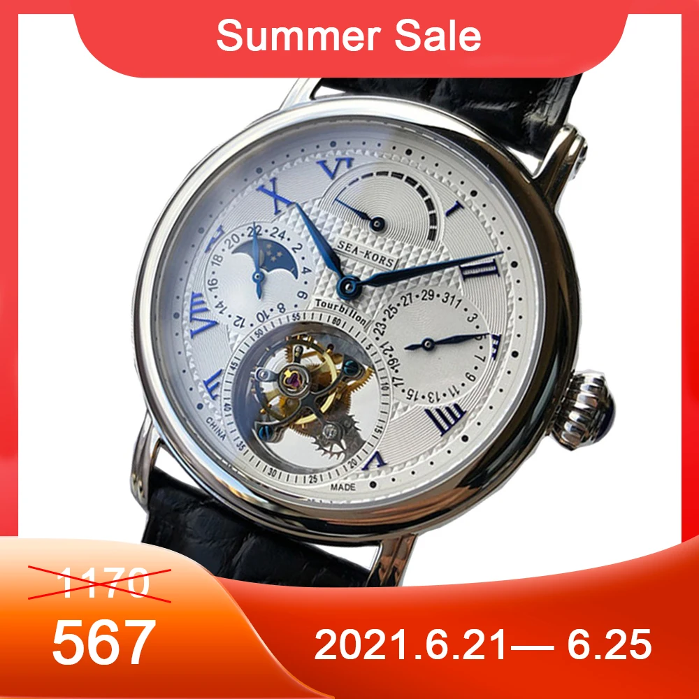 Часы мужские механические в винтажном стиле люксовые повседневные часы с