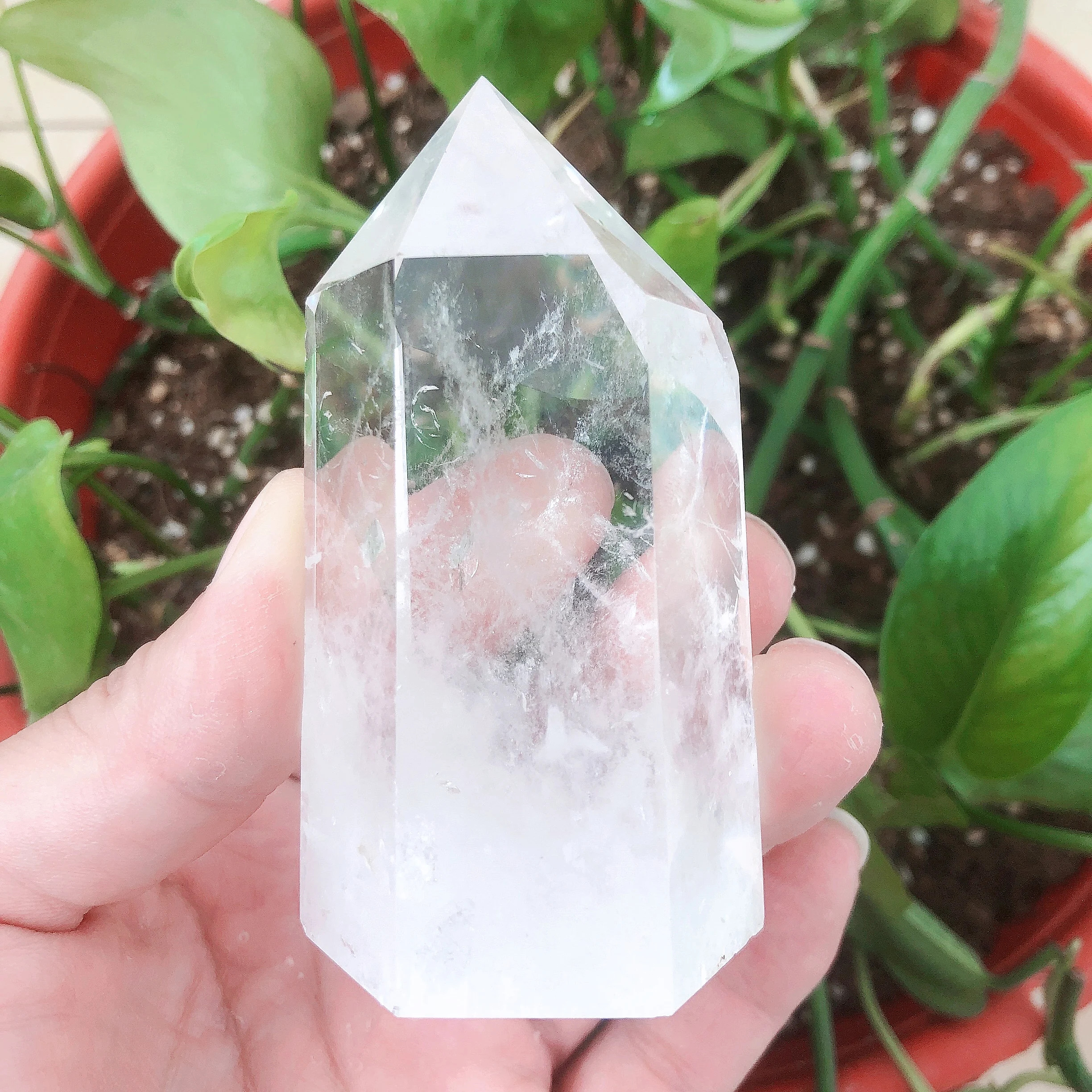 

1pc Natural Crystal White Clear Quartz Tower Point Energy Reiki Stone Room Home Office Aquarium Decoration Accessories Gemstone