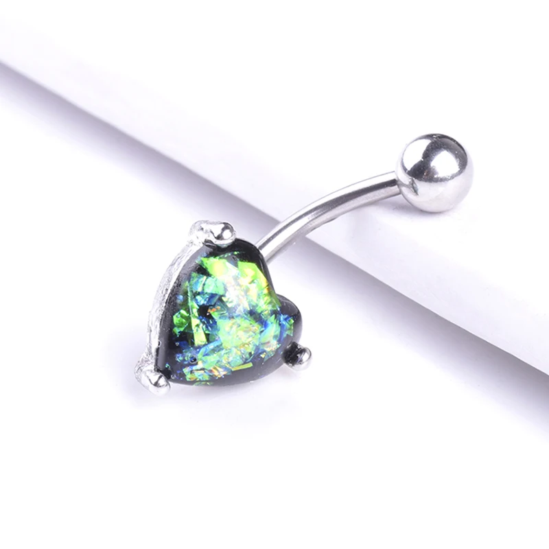 Украшения для тела из хирургической стали пупка пупок кольцо с опалом блестящее