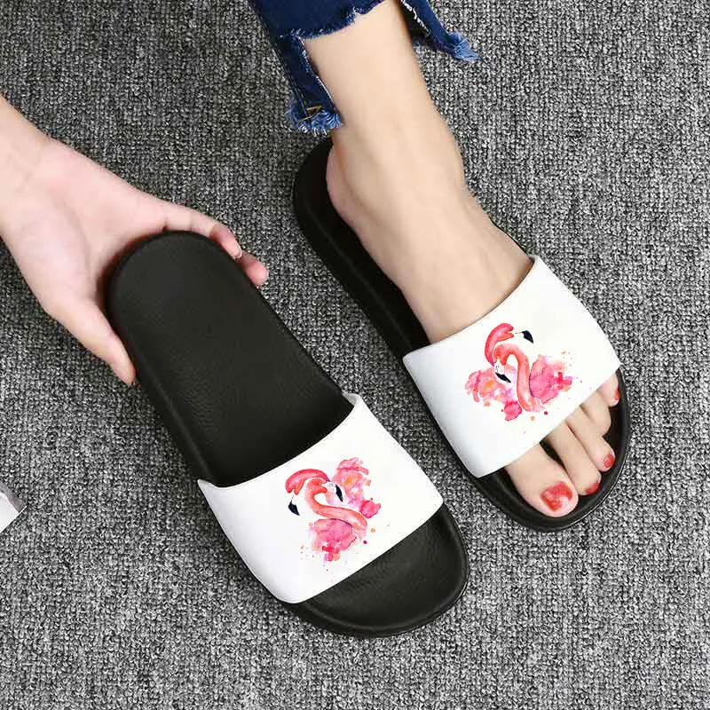 Flamingo Animal Graphic Printed Women Flip Flops Harajuku  Female Slippers Summer Slide Sandals Ladies Slippers