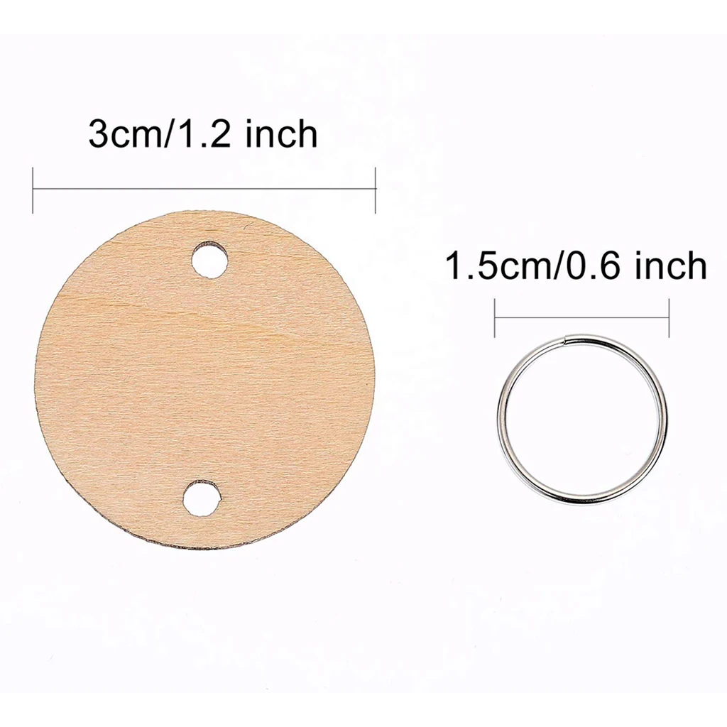 100 шт круглой формы в форме сердца кусочки дерева теги диски железные петли