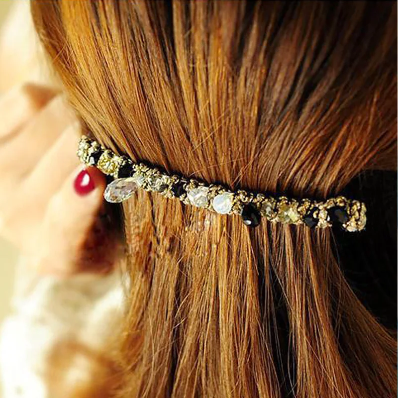 Colorful Crystal Rhinestone Hairpins Headband Women Girls Fashion Korean Style Headwear Bangs Clips Pins Barrette Hair Hoop | Украшения и