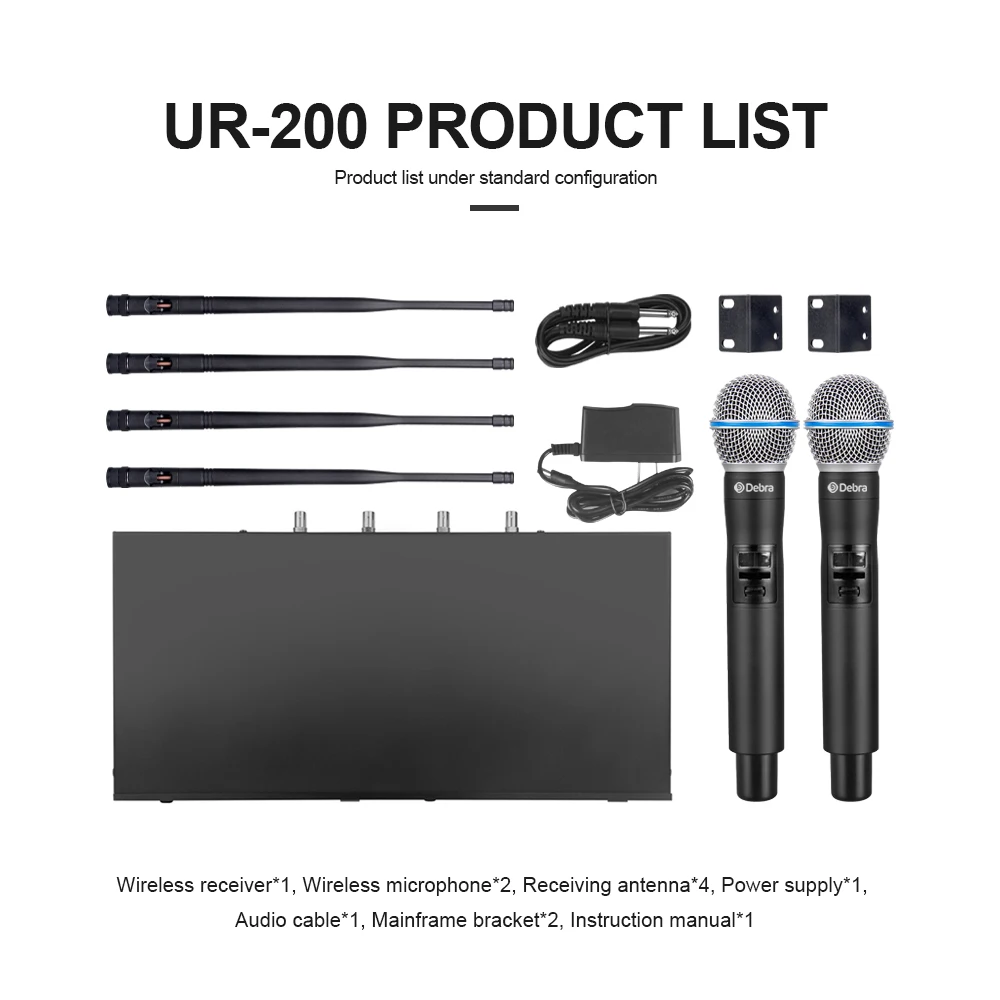 Реальное разнообразие! UR 200 профессиональная 2 канальная UHF Беспроводная ручная