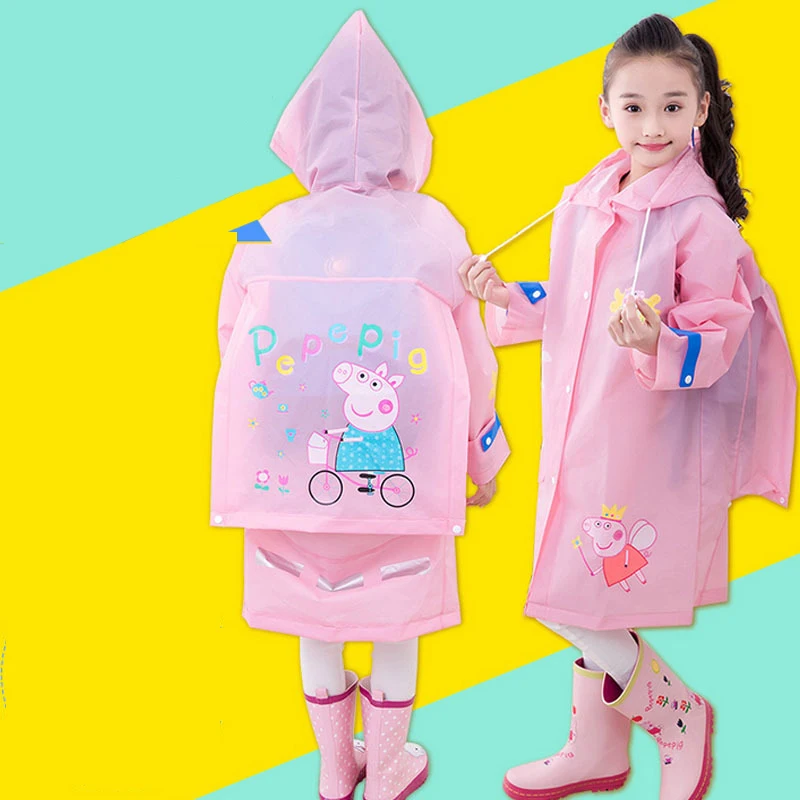 Детский дождевик мужской и женский с школьным рюкзаком для учеников начальной