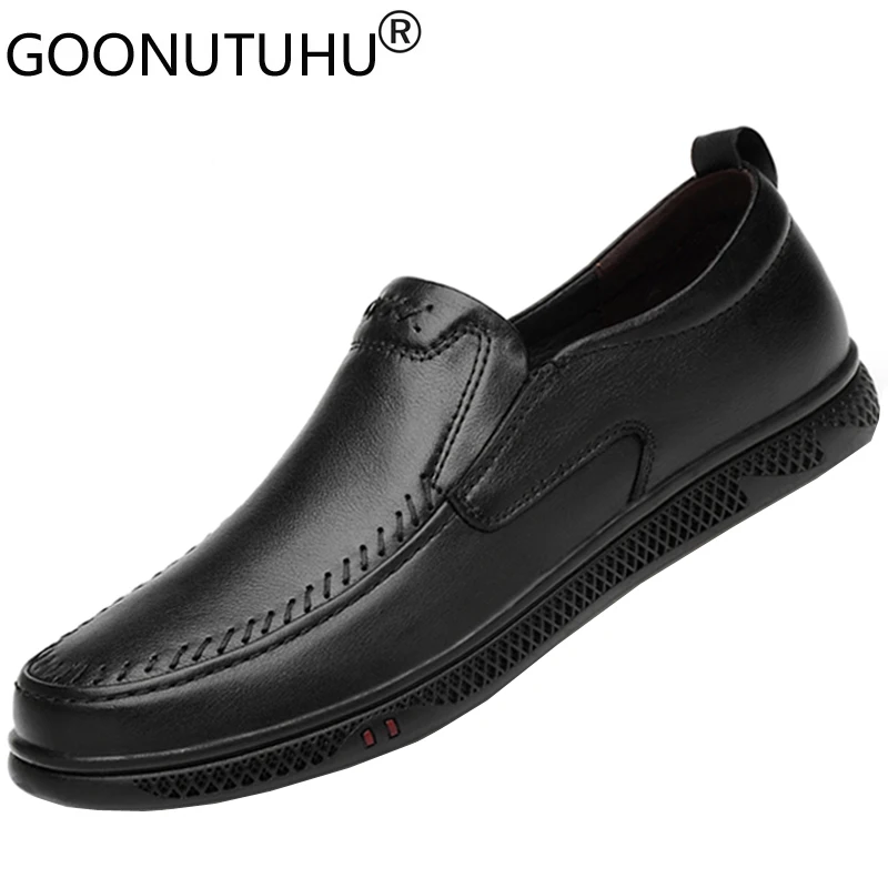 Мужские туфли из натуральной кожи с перфорацией без застежки | Обувь