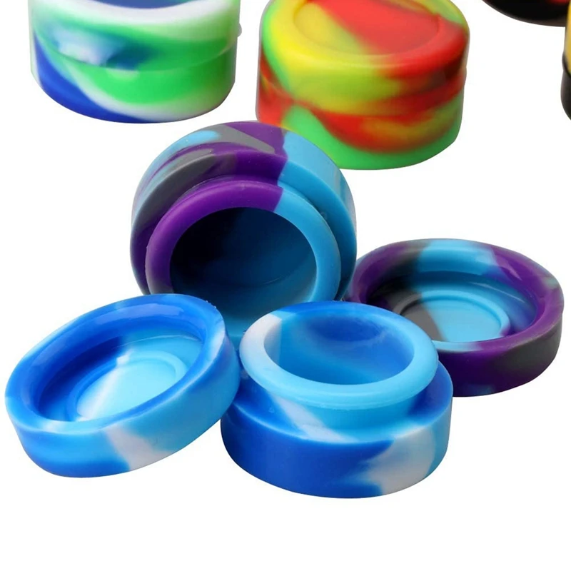 

10 Pcs 5Ml Silicone Wax Containers Assorted Colors Multi Use Non Stick Wax Oil Storage Jars