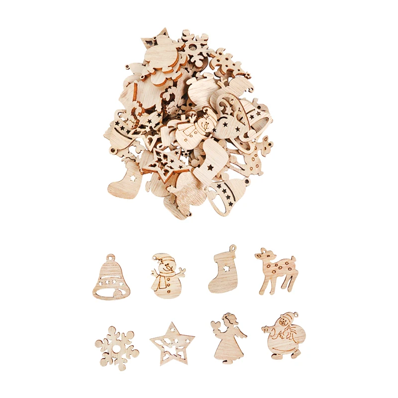 50pcs shape a 101% высокое качество красивый деревянный висячий орнамент для Рождественского украшения дома и украшения новогодней елки NewYear noel - Цвет: 50pcs shape a