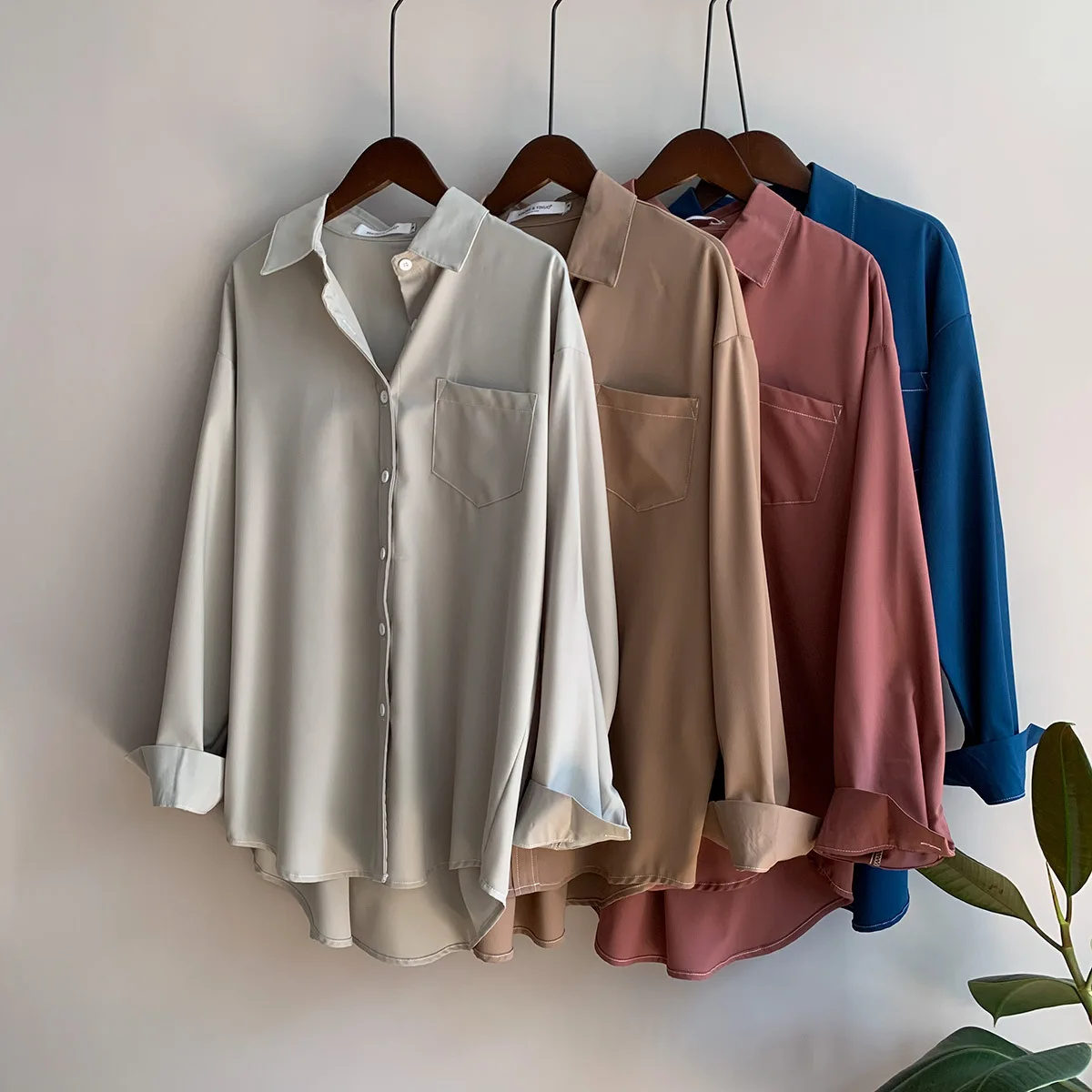

Korean Style Loose Casual Long Sleeve Blouse Women Pocket Patchwork Vintage Plus Size Tops Harajuku Cardigan Shirts Female