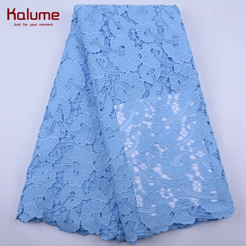 Kalume гипюровая кружевная ткань с вышивкой африканская камнем нигерийские