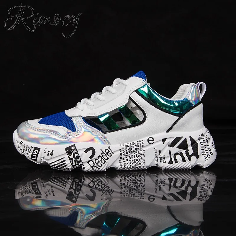 Rimocy/женские кроссовки с лазерной перфорацией не сужающиеся книзу дышащая