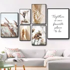 Бежевый Рид сухих цветов Растения Nordic Плакаты и принты настенный художественный холст PaintingLandscape настенные картины для Декор в гостиную