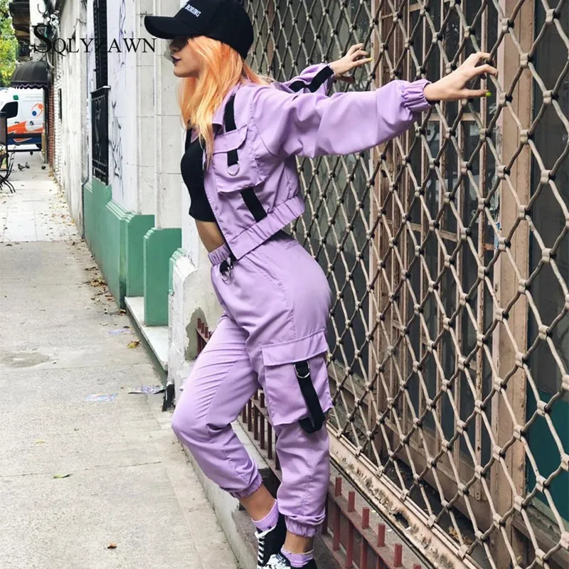 Готический потный Фиолетовый Неоновый зеленый Пряжка бандажная куртка топ +