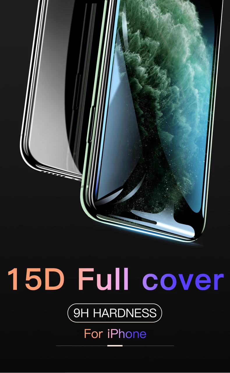 15D изогнутый край Полное покрытие из закаленного стекла на iPhone 11 Pro MAX протектор экрана для iPhone X XR XS MAX защитная пленка