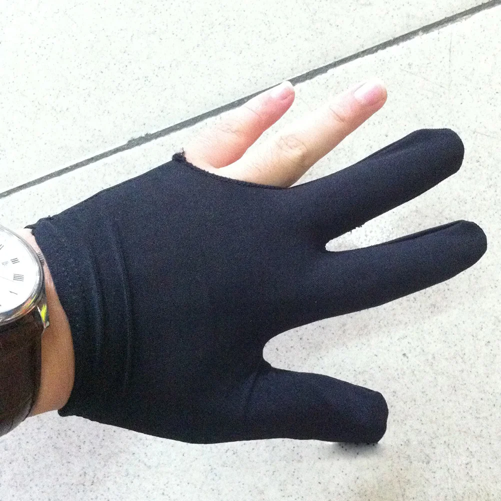 12pcs 3-Finger Glove Billiard Pool Shooters 3 Fingers Snooker Instruments (Black) | &amp Accessories