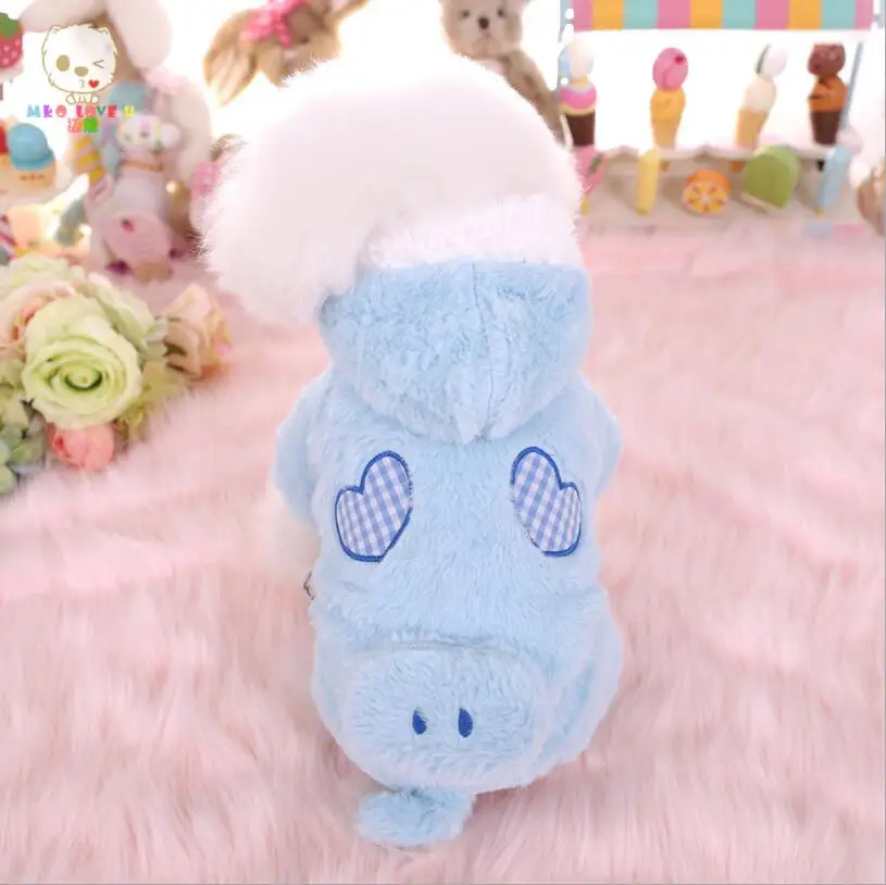 Зимние флисовые комбинезоны для собак мультяшная свинья кролик одежда Тедди